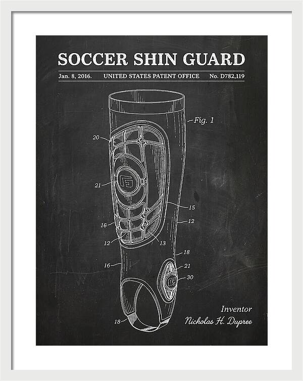 Soccer Shin Guard Chalkboard Patent Usd782119