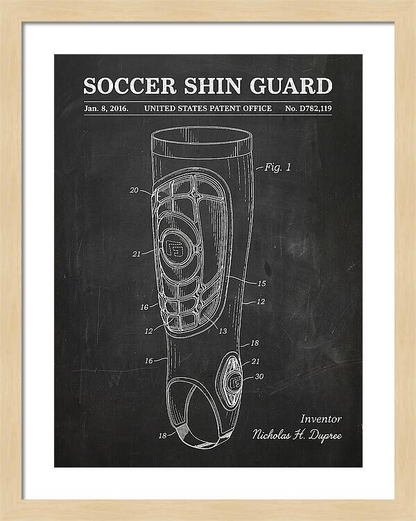 Soccer Shin Guard Chalkboard Patent Usd782119