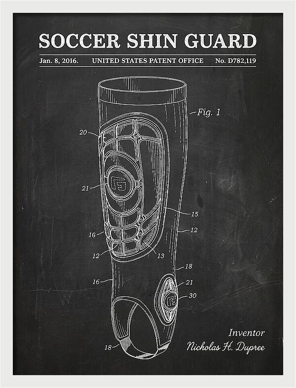 Soccer Shin Guard Chalkboard Patent Usd782119