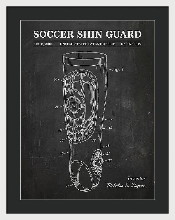 Soccer Shin Guard Chalkboard Patent Usd782119