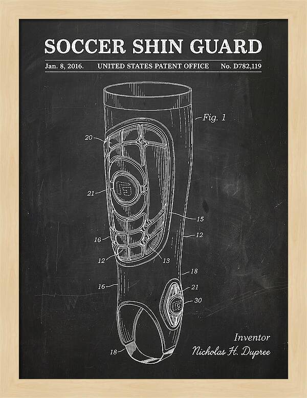 Soccer Shin Guard Chalkboard Patent Usd782119
