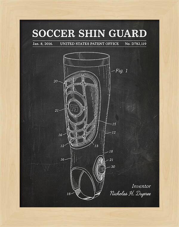 Soccer Shin Guard Chalkboard Patent Usd782119