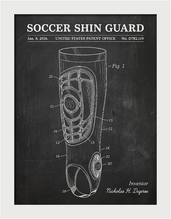 Soccer Shin Guard Chalkboard Patent Usd782119