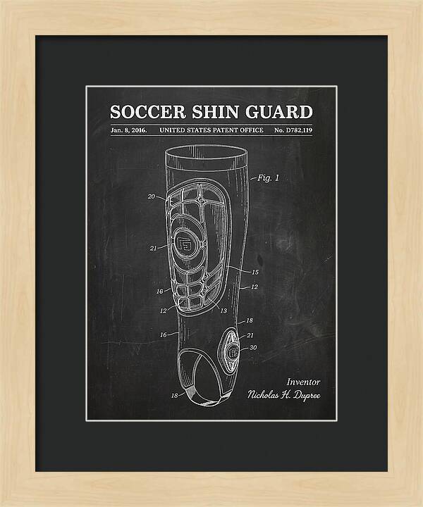 Soccer Shin Guard Chalkboard Patent Usd782119