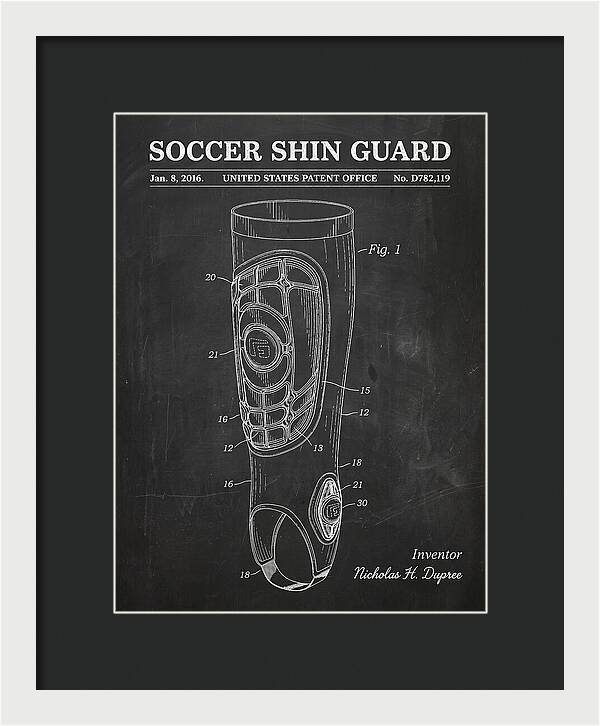 Soccer Shin Guard Chalkboard Patent Usd782119