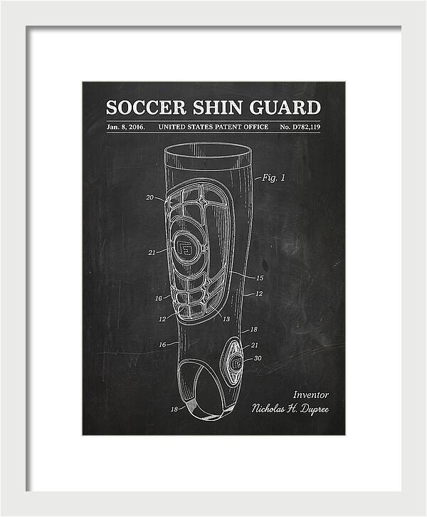 Soccer Shin Guard Chalkboard Patent Usd782119