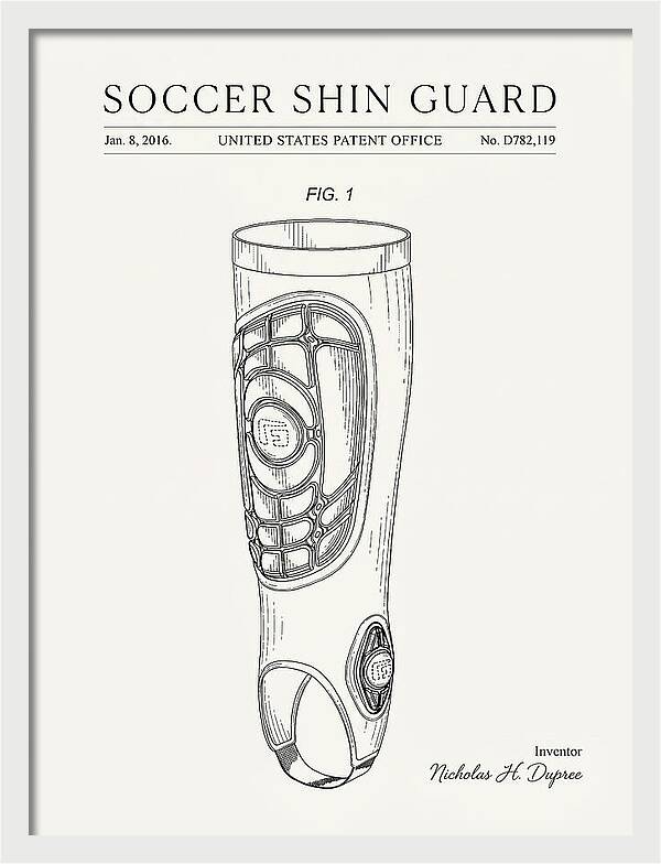 Soccer Shin Guard Minimalist Patent Usd782119