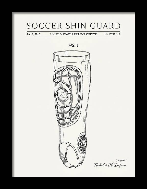 Soccer Shin Guard Minimalist Patent Usd782119