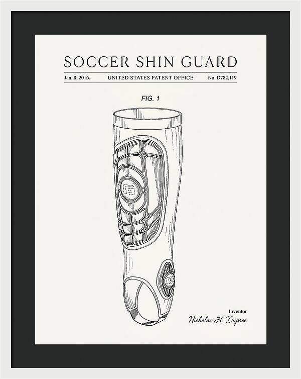 Soccer Shin Guard Minimalist Patent Usd782119