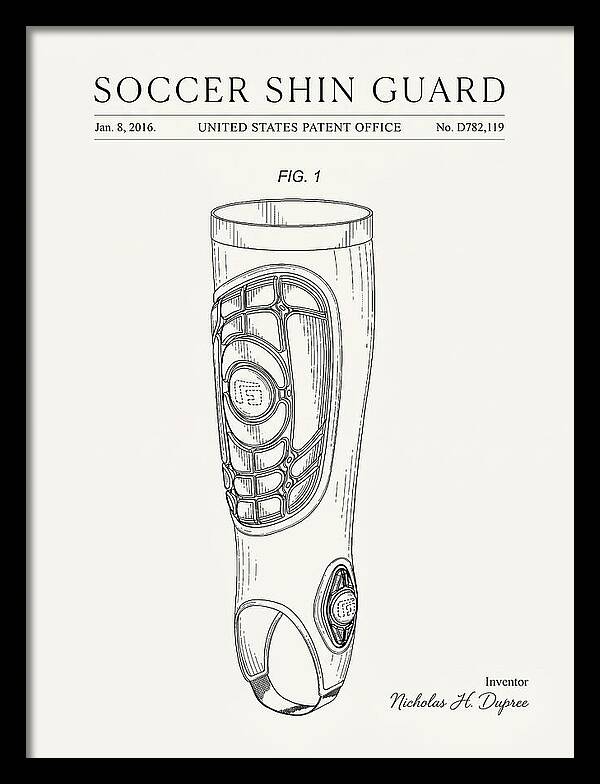 Soccer Shin Guard Minimalist Patent Usd782119