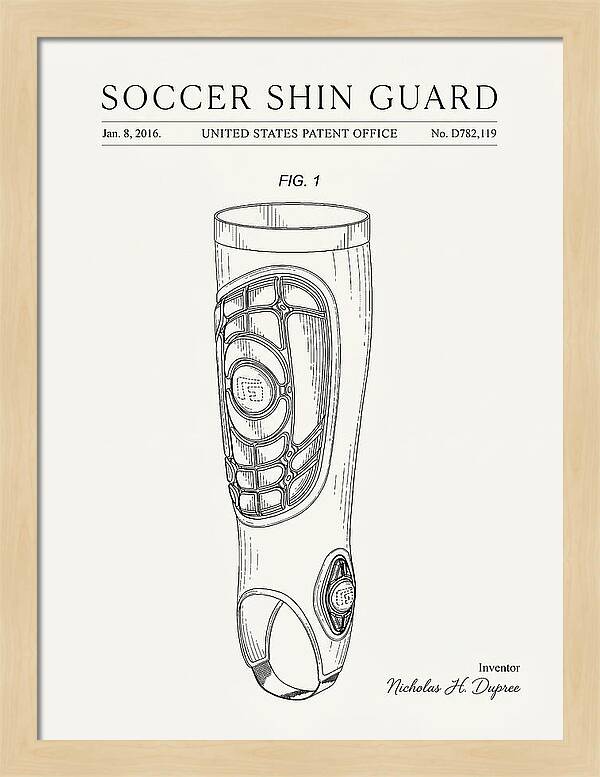 Soccer Shin Guard Minimalist Patent Usd782119