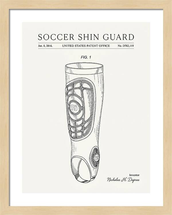 Soccer Shin Guard Minimalist Patent Usd782119