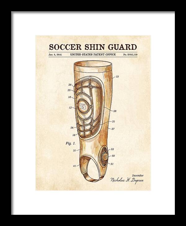 Soccer Shin Guard Watercolor Patent Usd782119