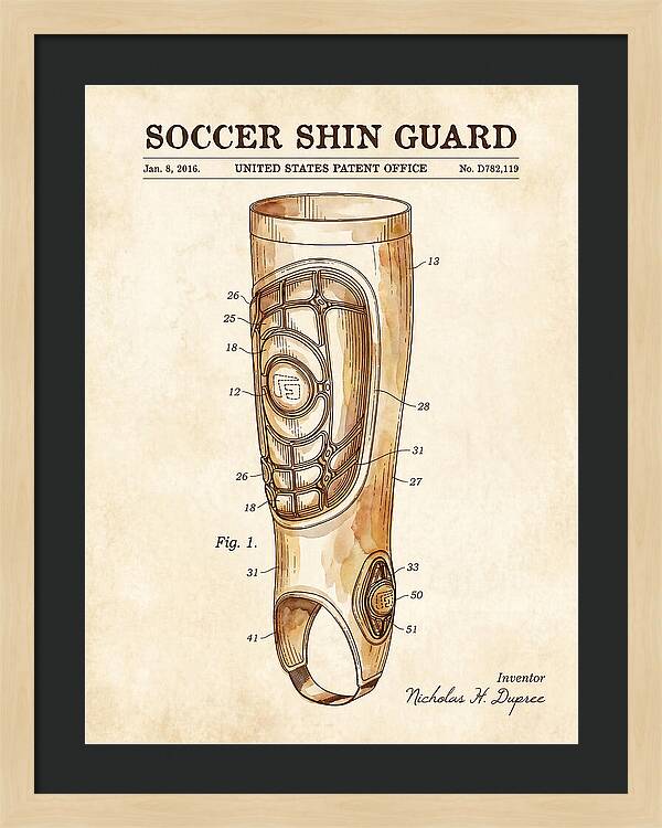 Soccer Shin Guard Watercolor Patent Usd782119
