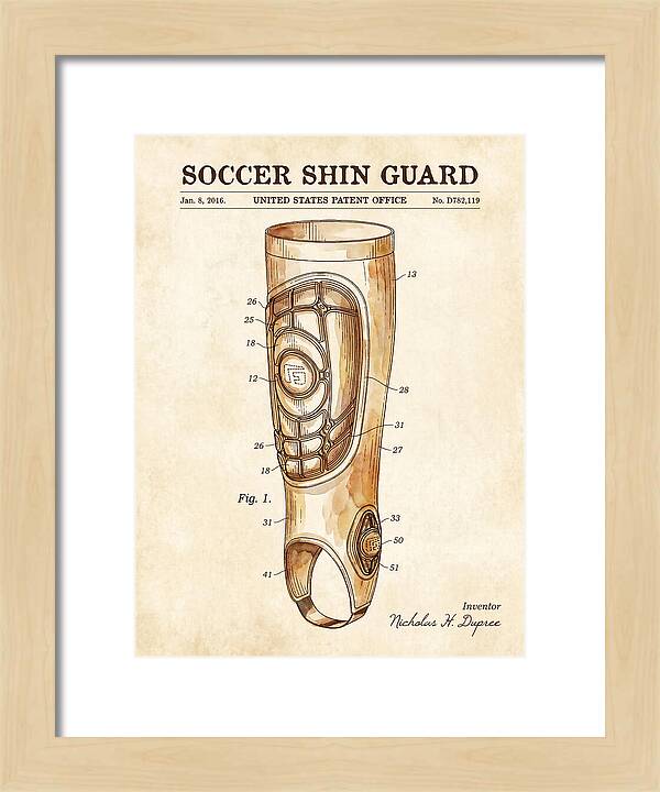 Soccer Shin Guard Watercolor Patent Usd782119