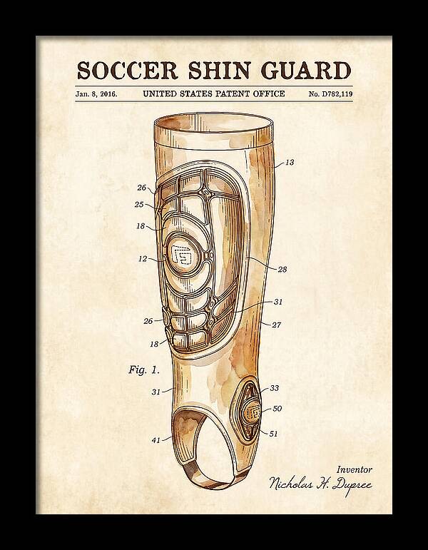 Soccer Shin Guard Watercolor Patent Usd782119