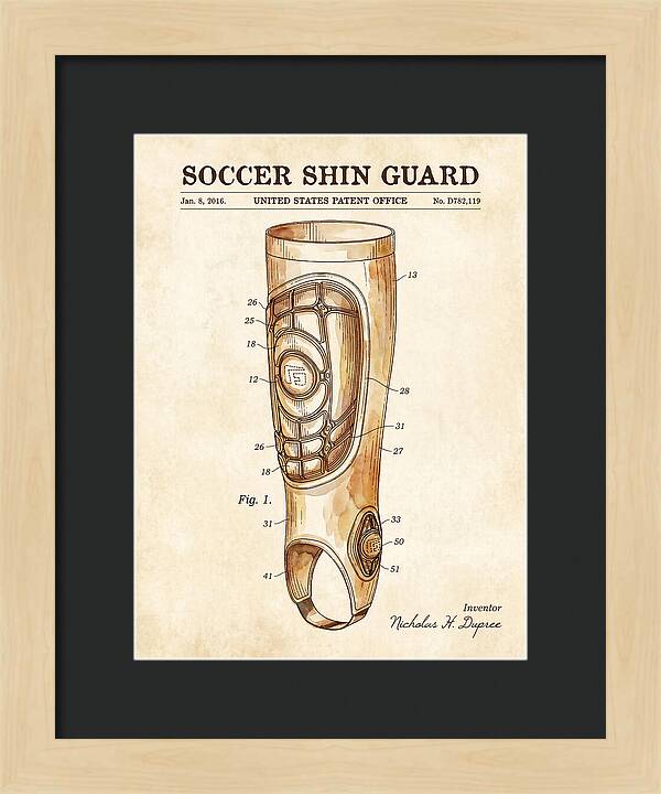 Soccer Shin Guard Watercolor Patent Usd782119