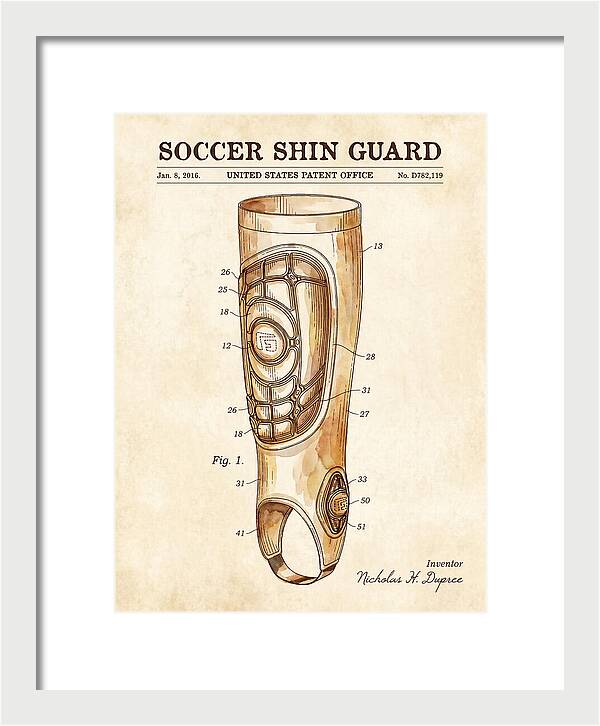 Soccer Shin Guard Watercolor Patent Usd782119