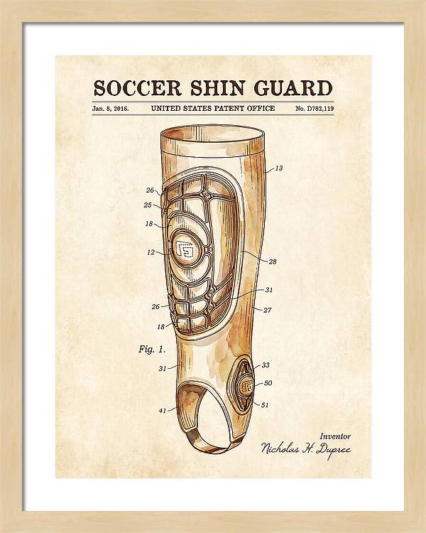 Soccer Shin Guard Watercolor Patent Usd782119