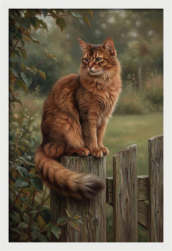 Somali Cat In A Garden
