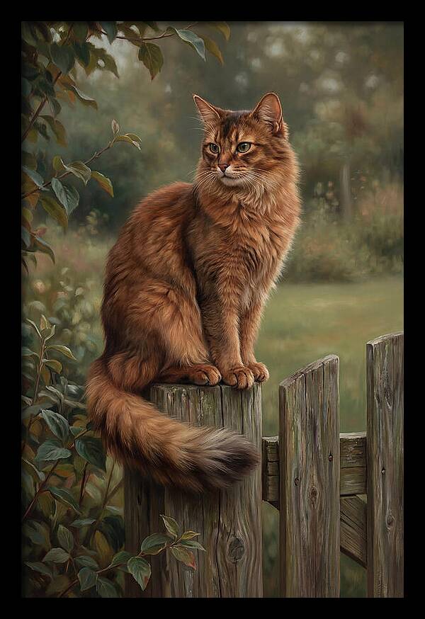 Somali Cat In A Garden