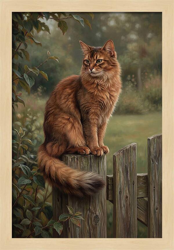 Somali Cat In A Garden