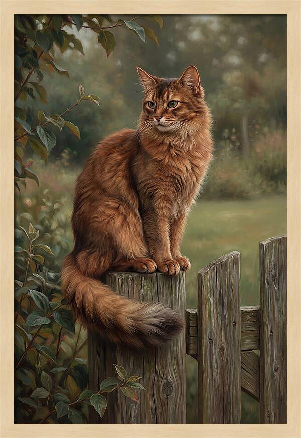 Somali Cat In A Garden