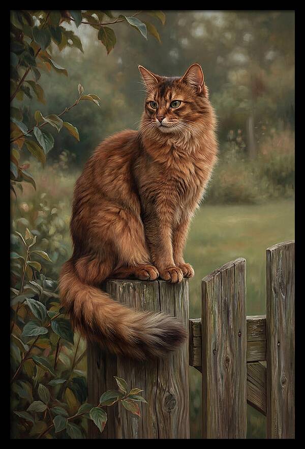 Somali Cat In A Garden