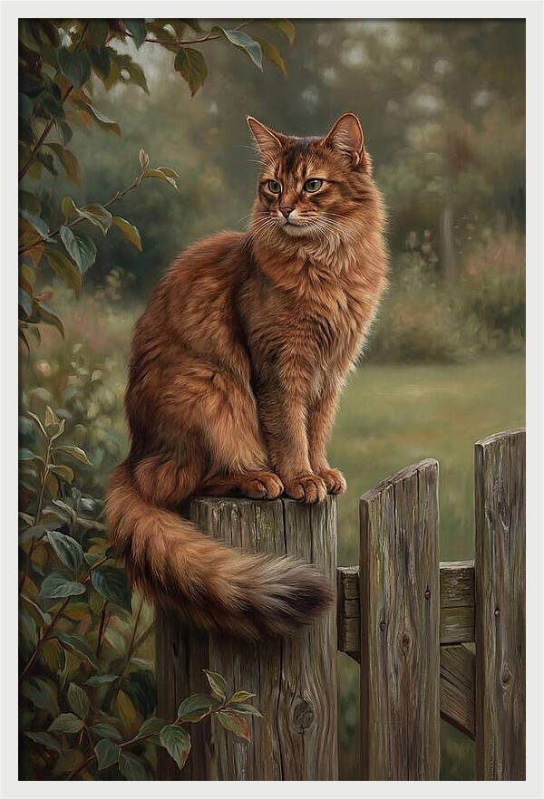 Somali Cat In A Garden