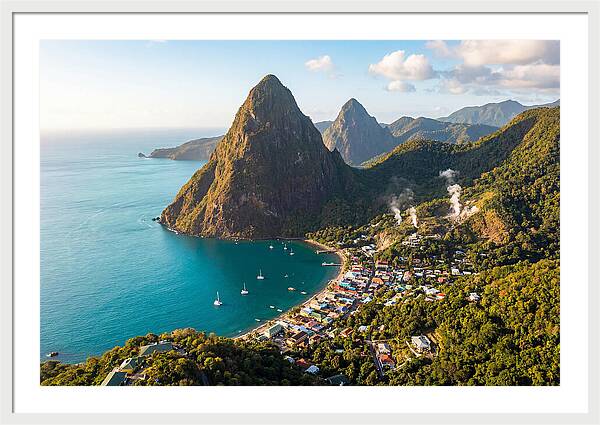 Soufriere And The Pitons From Above