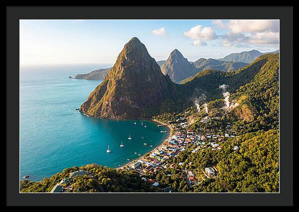 Soufriere And The Pitons From Above