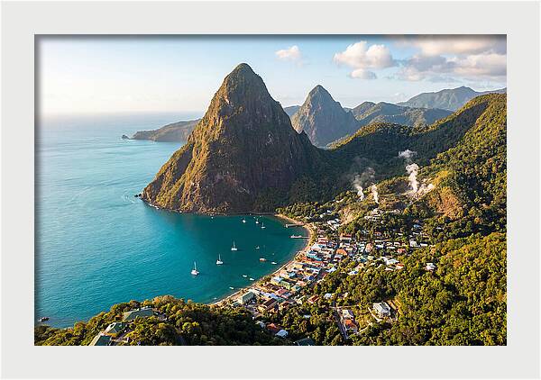 Soufriere And The Pitons From Above