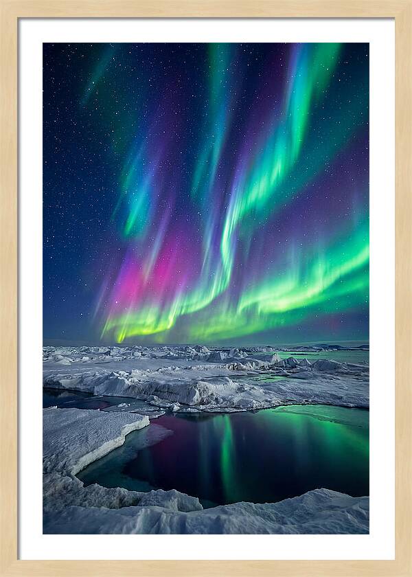 Southern Lights Over Antarctic Ice Shelf