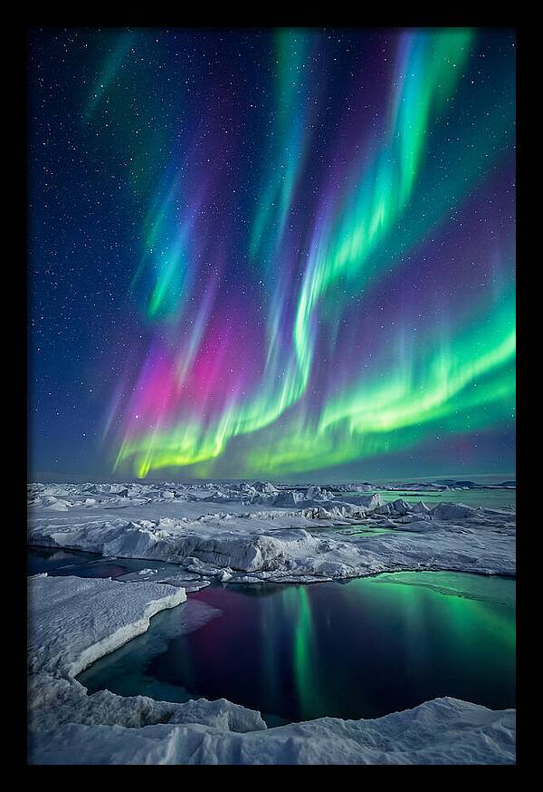 Southern Lights Over Antarctic Ice Shelf