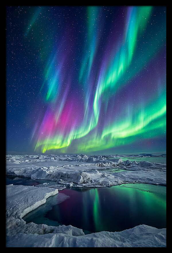 Southern Lights Over Antarctic Ice Shelf