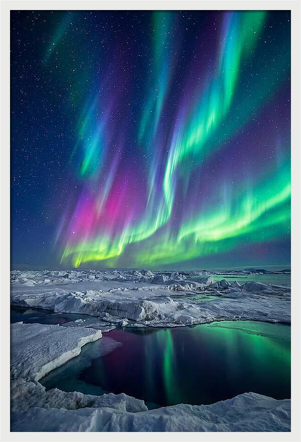 Southern Lights Over Antarctic Ice Shelf