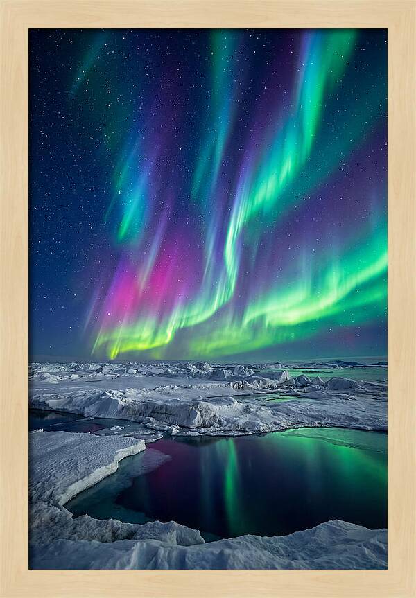 Southern Lights Over Antarctic Ice Shelf