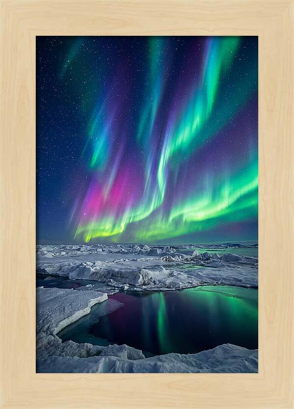 Southern Lights Over Antarctic Ice Shelf