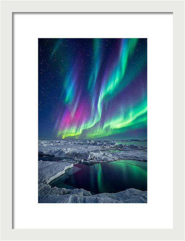 Southern Lights Over Antarctic Ice Shelf