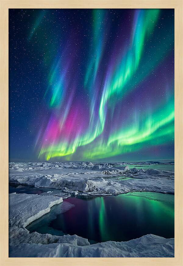 Southern Lights Over Antarctic Ice Shelf