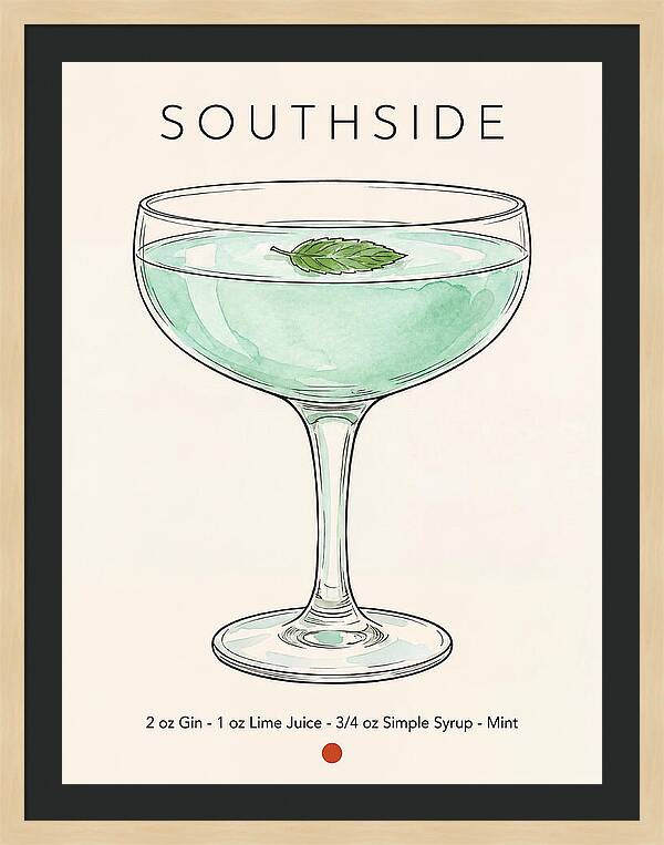 Southside Minimal Ink And Watercolor Cocktail Recipe
