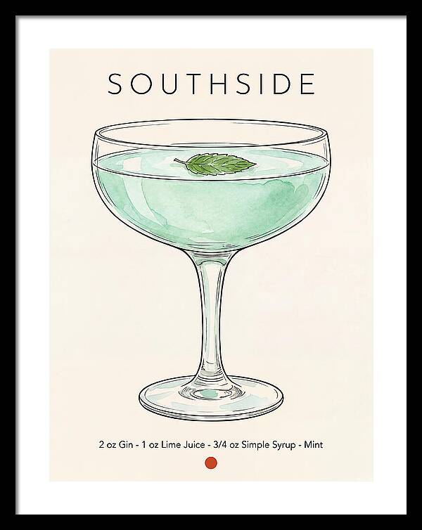 Southside Minimal Ink And Watercolor Cocktail Recipe