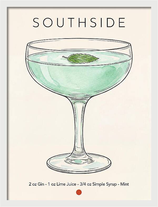 Southside Minimal Ink And Watercolor Cocktail Recipe