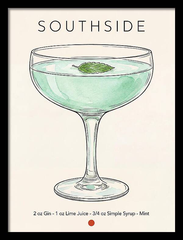 Southside Minimal Ink And Watercolor Cocktail Recipe