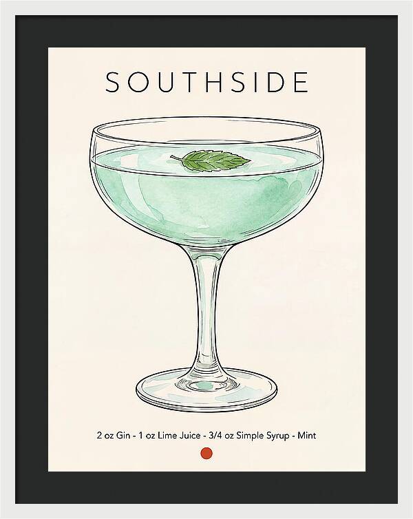 Southside Minimal Ink And Watercolor Cocktail Recipe