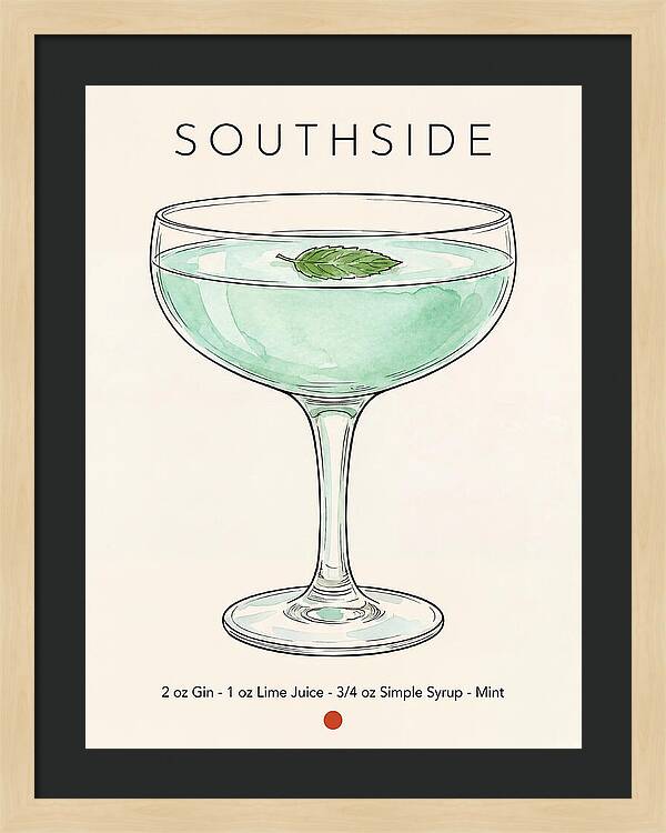 Southside Minimal Ink And Watercolor Cocktail Recipe
