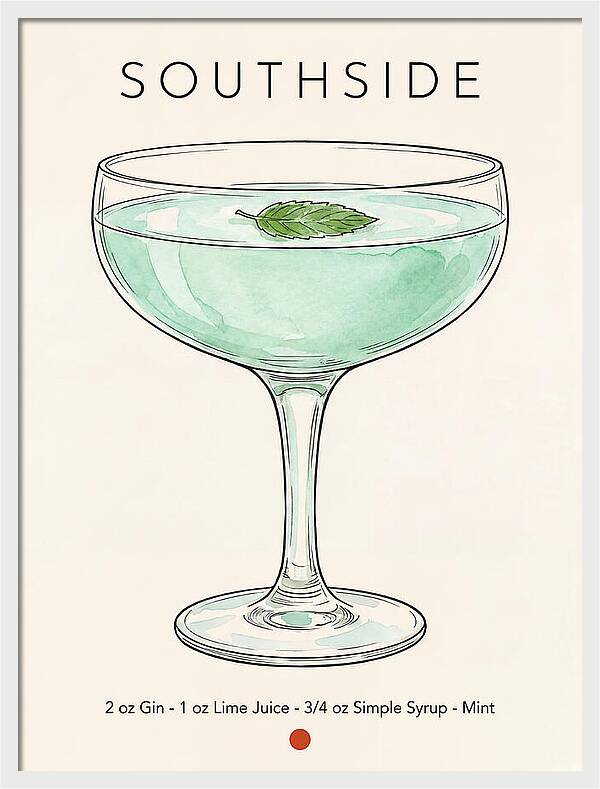Southside Minimal Ink And Watercolor Cocktail Recipe