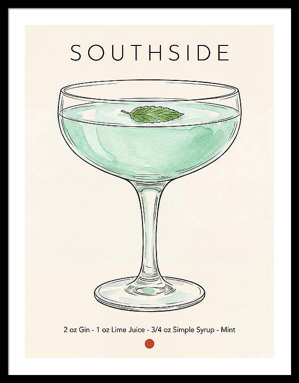 Southside Minimal Ink And Watercolor Cocktail Recipe