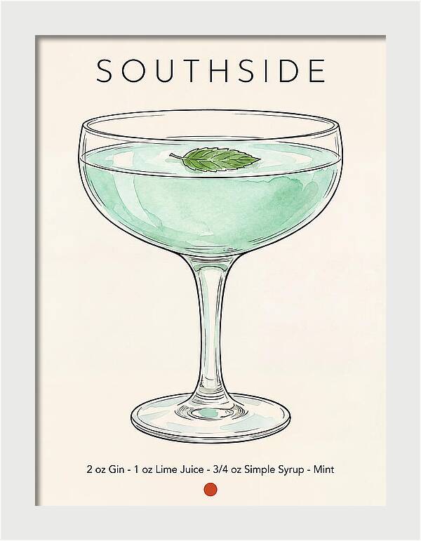 Southside Minimal Ink And Watercolor Cocktail Recipe