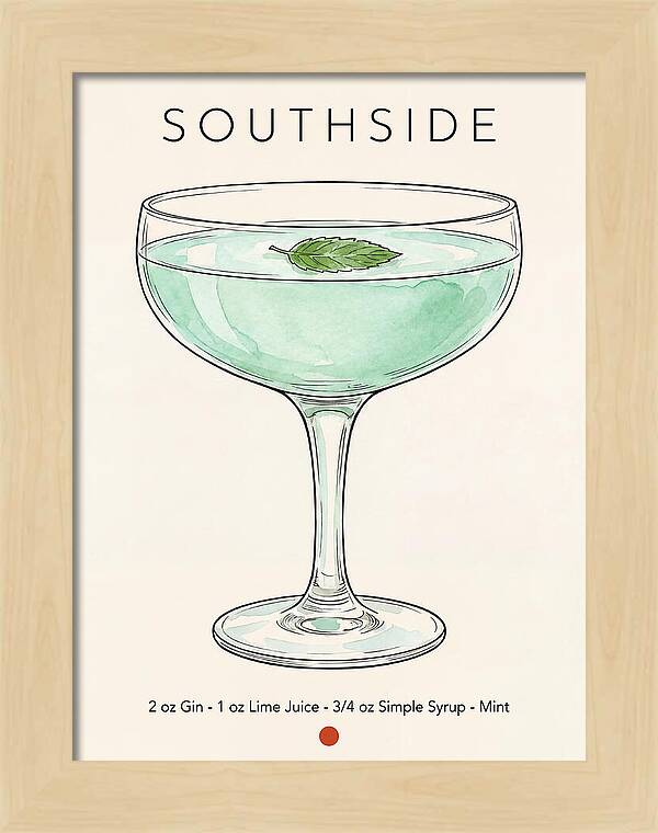 Southside Minimal Ink And Watercolor Cocktail Recipe